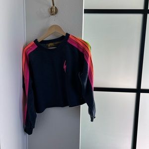Aviator Nation Bolt Embroidery Heather Navy/ Neon Sweatshirt. Size XS